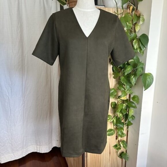 SPANX Faux Suede Column Dress Brand New Size Small Olive Green - Picture 3 of 3